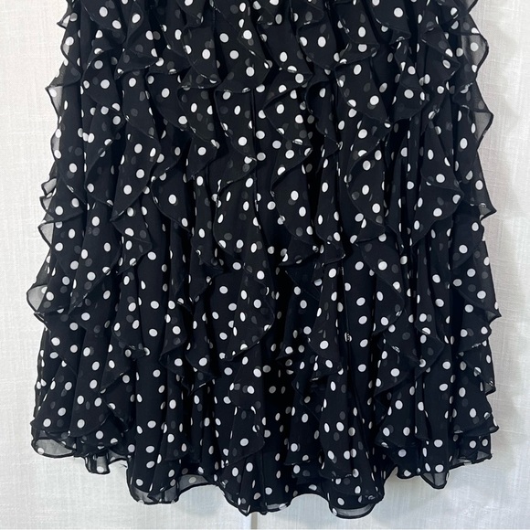 White House Black Market Polka Dot Ruffle Tiered Strapless Dress Size 10 - Picture 3 of 13